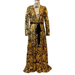Windsor | Small | Women's Gold & Black Sheer Shimmering Sequin Tie Front Jacket
